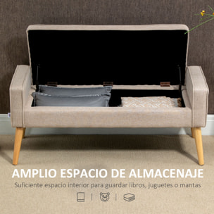 Banco de Almacenamiento Tapizado en Lino con Tapa Abatible 120x45x54 cm Beige