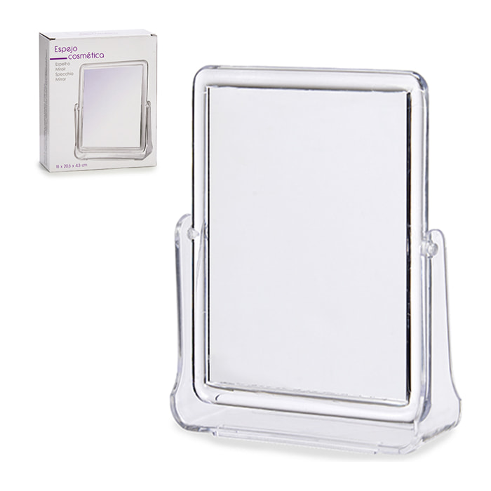 Specchio rettangolare con supporto. 20,5x18cm.