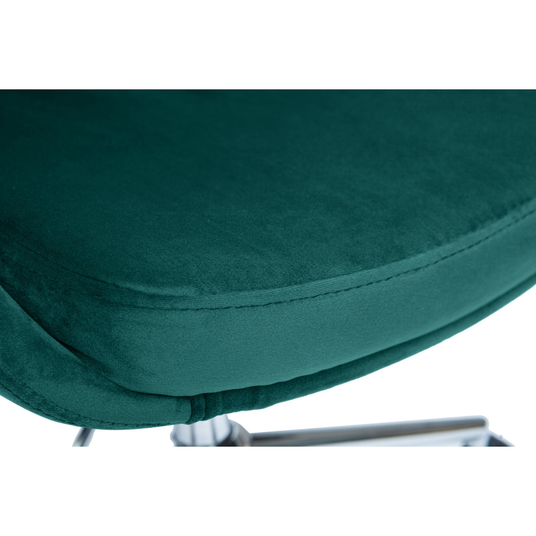 Chaise de bureau à roulettes en tissu velours bleu pétrole et acier chromé HOLO
