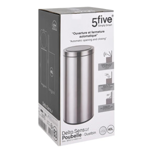 Poubelle automatique "Delta" en métal noir 40L