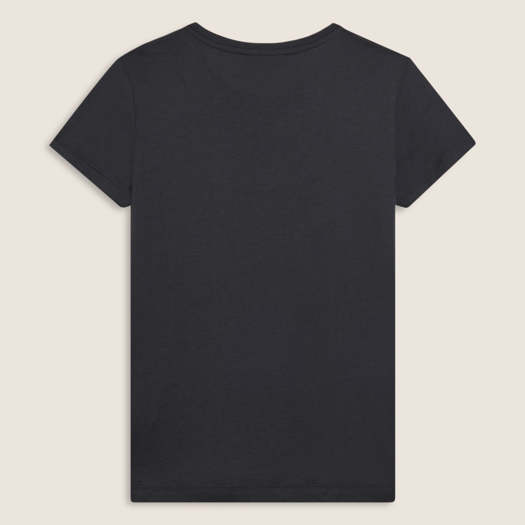 T-shirt donna con mini spacchi laterali e logo in strass