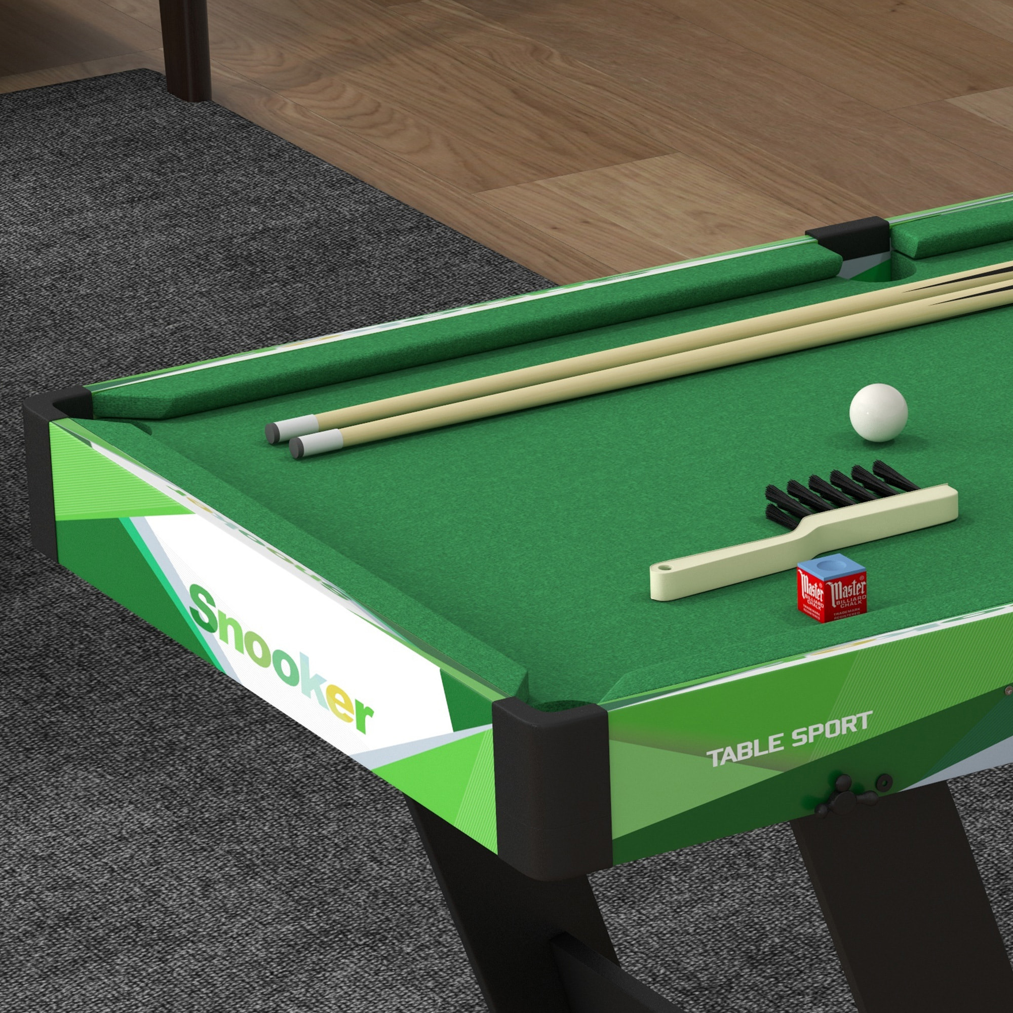 Mini table de billard pliable avec accessoires - dim. 104L x 55,5l x 68H cm - acier MDF noir vert