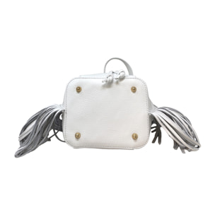 Borsa a Mano Secchiello da Donna in Pelle Dollaro con Frange