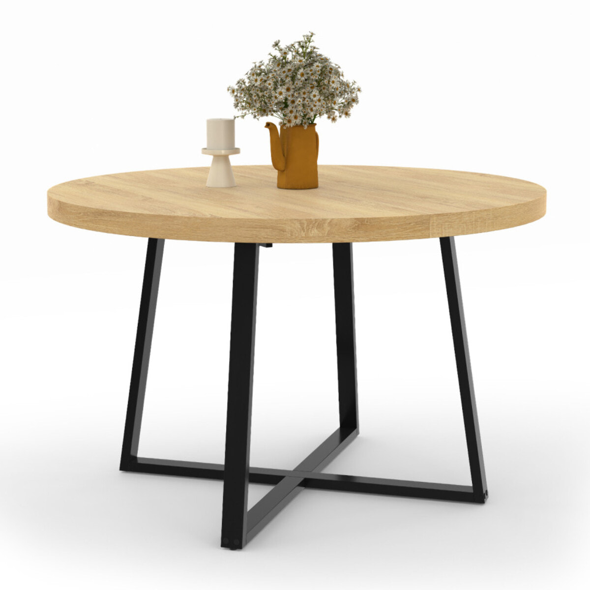 Table à manger extensible Sana 120-160 cm - Bois - Noir