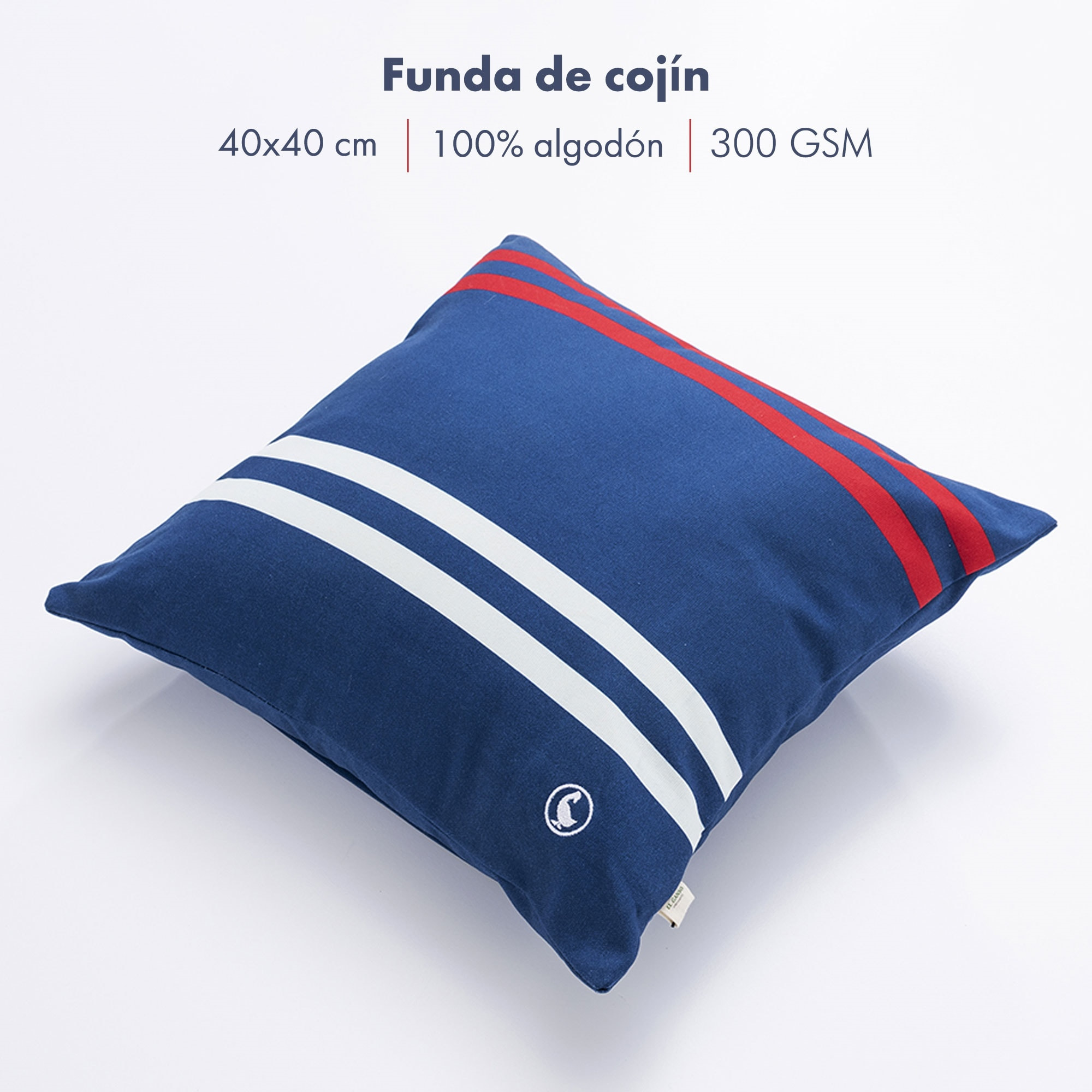 Cojín 40x40cm 100% algodón 300gsm color azul marino el ganso