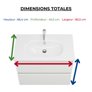 Meuble de salle de bain simple vasque 80 cm BURGBAD Joline blanc