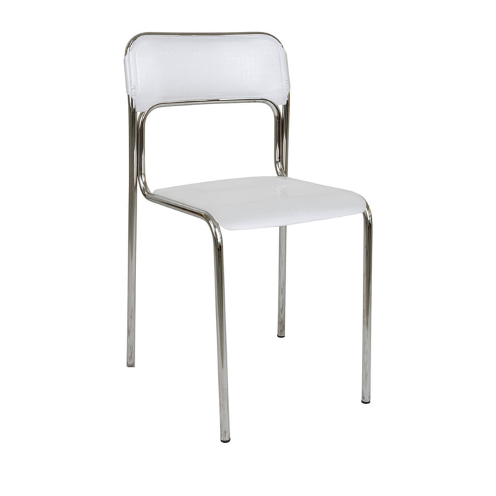 Sedia moderna in metallo e polipropilene, 43 x 45 x 81, Bianco