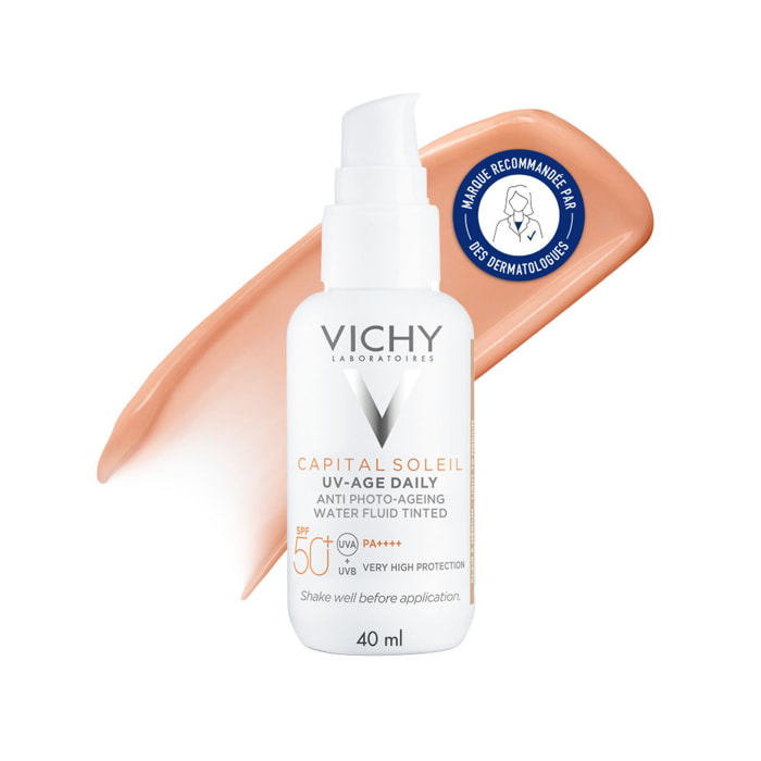 Capital Soleil UV Age Daily Teinté SPF 50+ - Fluide Solaire Anti-Âge Teinté - Tous Types de Peaux - 40 ml
