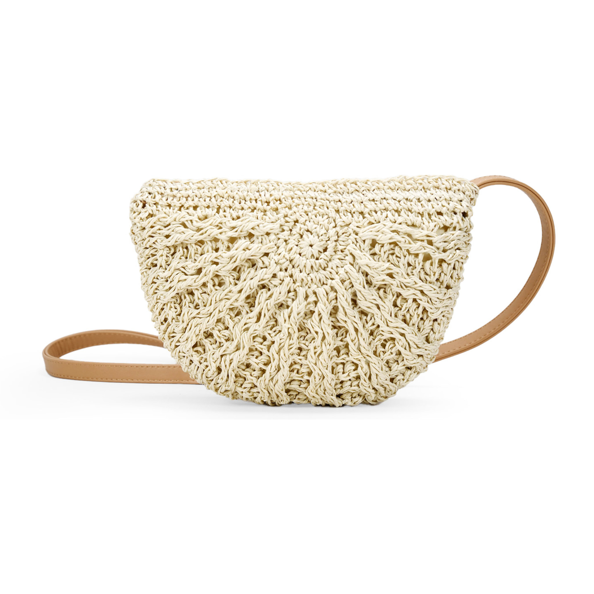 Bolso bandolera de rafia beige
