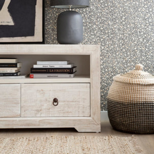 Meuble tv Oblak -bois massif d'araucaria-couleur blanc shabby 160 x 60 x 40 cm