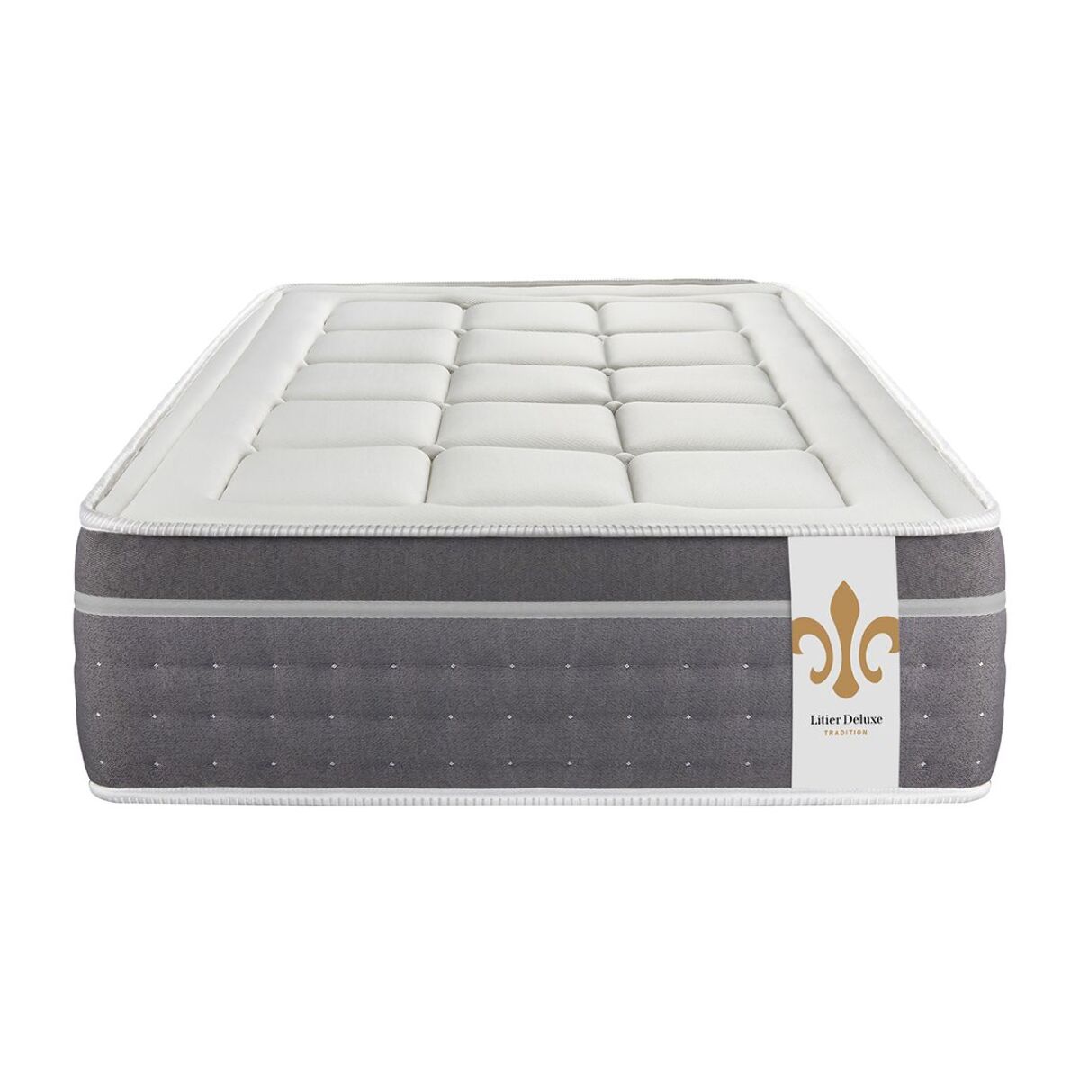 Ensemble Matelas Trente - 30cm - Ressorts ensachés et mémoire de forme - Confort hôtelier - Sommier kit Blanc