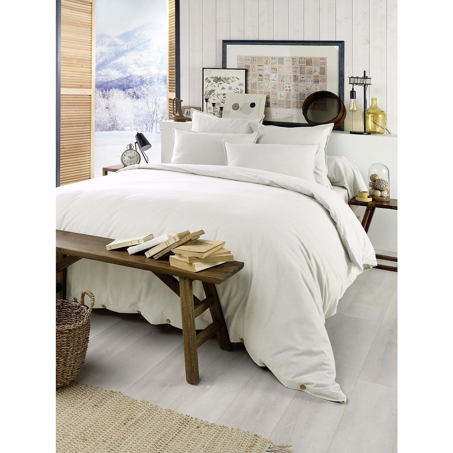 Housse de couette 100% flanelle blanc