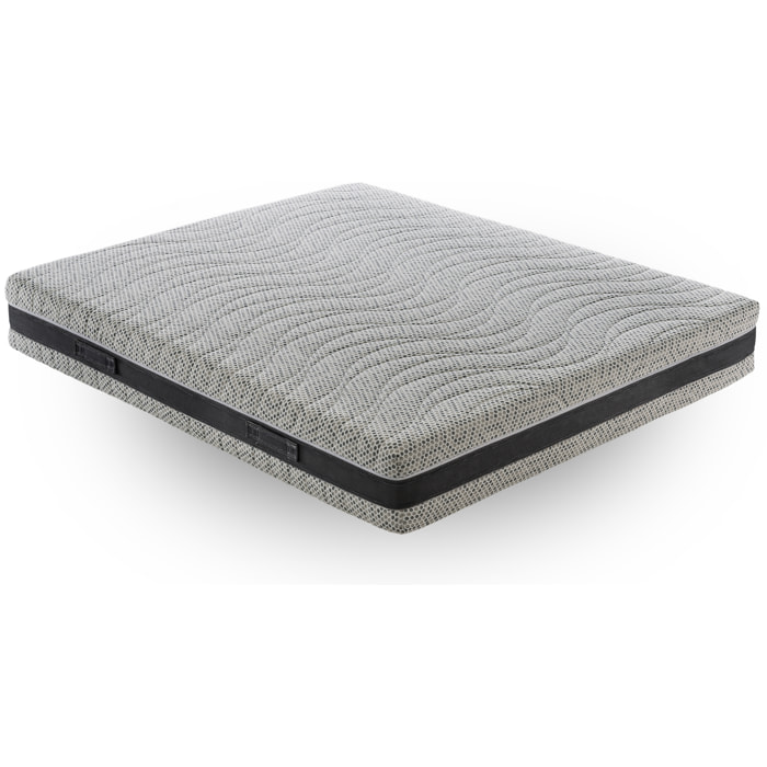 Materasso 200x200 in Memory Foam - 5 Strati - Altezza 23 cm - 7 Zone di Comfort - Rivestimento Sfoderabile