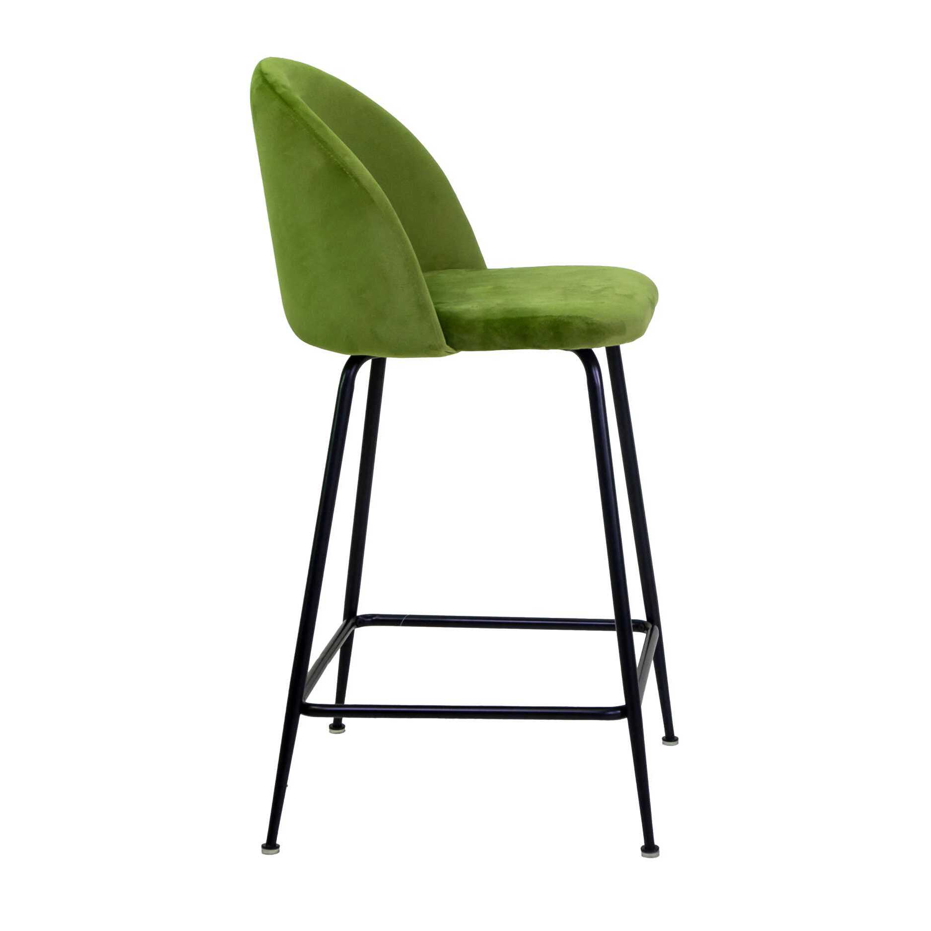 Sgabello Sammi Vacchetti in velluto verde con struttura nera cm44x48h91