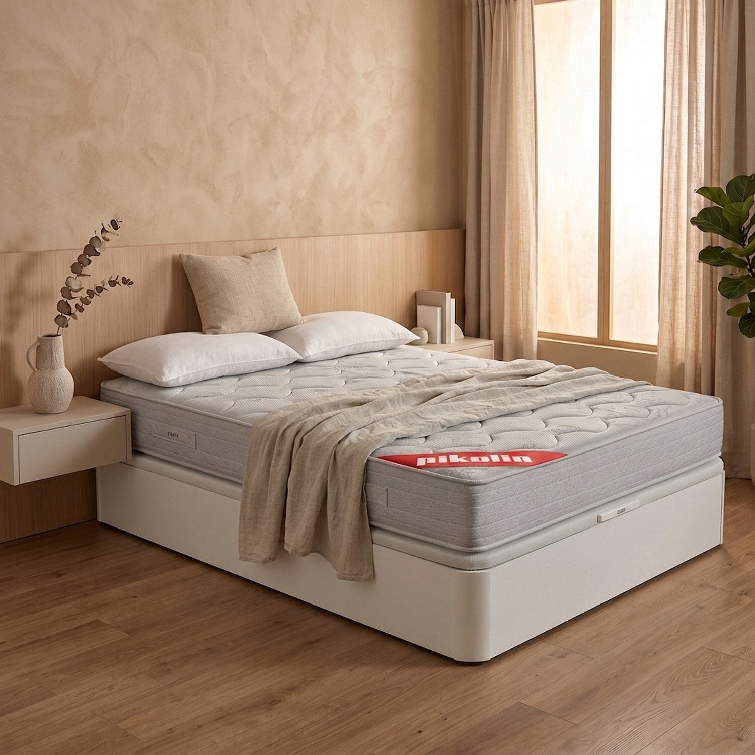Colchón Muelles y Visco + Canapé Abatible + Almohadas de fibra | ENVIO, MONTAJE Y RETIRADA INCLUIDO | Normablock®