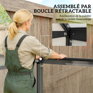 Serre de jardin alu polycarbonate - porte, lucarne - 1,78 x 1,68 x 1,95 m - noir