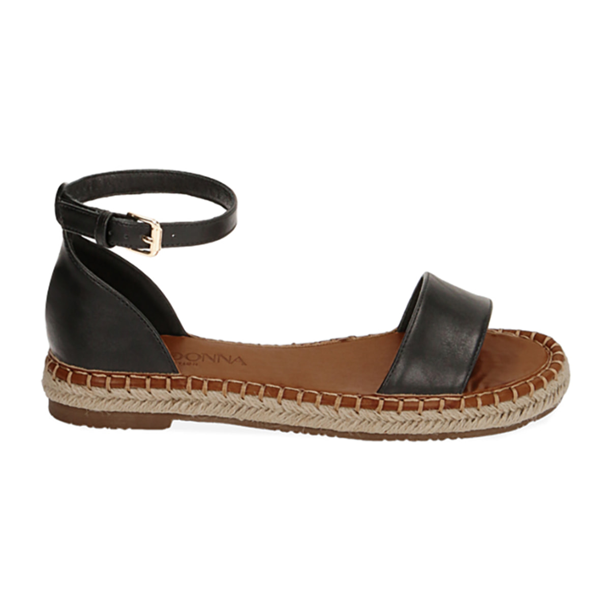 Sandalias negras con suela de paja