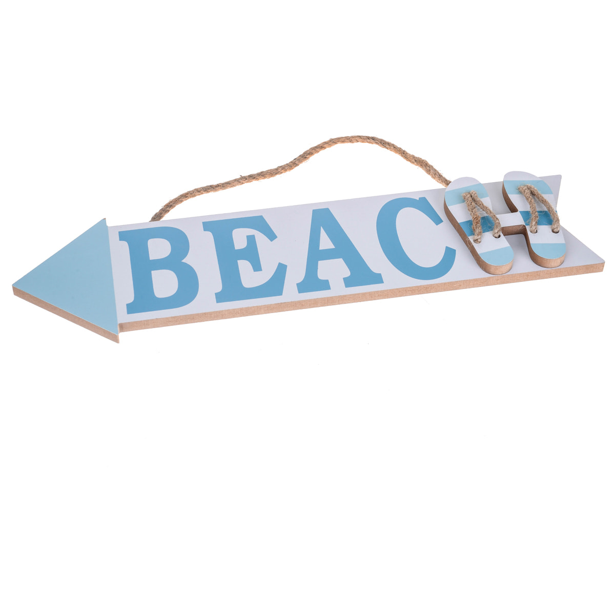 Cartello A Forma Di Freccia Con Scritta "Beach". Larghezza 39 Cm - Pezzi 3 - 39X11X2cm - Colore: Blu - Bianchi Dino - Marina, Decori Tema Marino