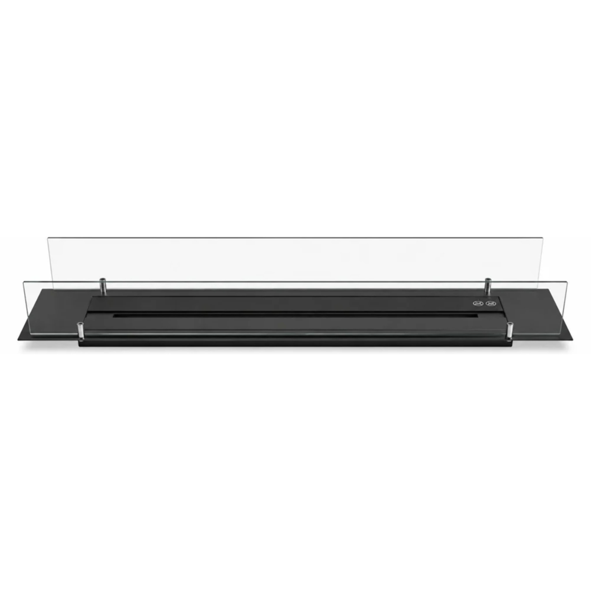Topline - Bruciatore Per Camino A Bioetanolo 2,5lt Da Incasso 90x21x25 cm Black Edition in Acciaio