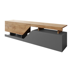 Pitt - meuble TV - 160 cm - style industriel - Bois / Gris