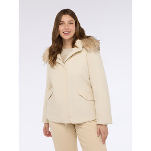 Fiorella Rubino - Plumífero con capucha y ribete - Beige