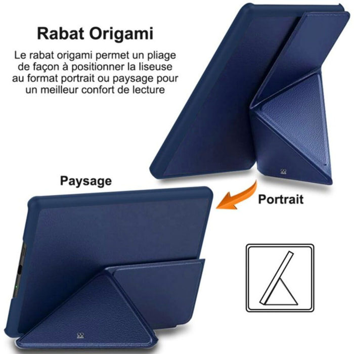 Etui IBROZ Origami Kindle Paperwhite 2024 7p bleu