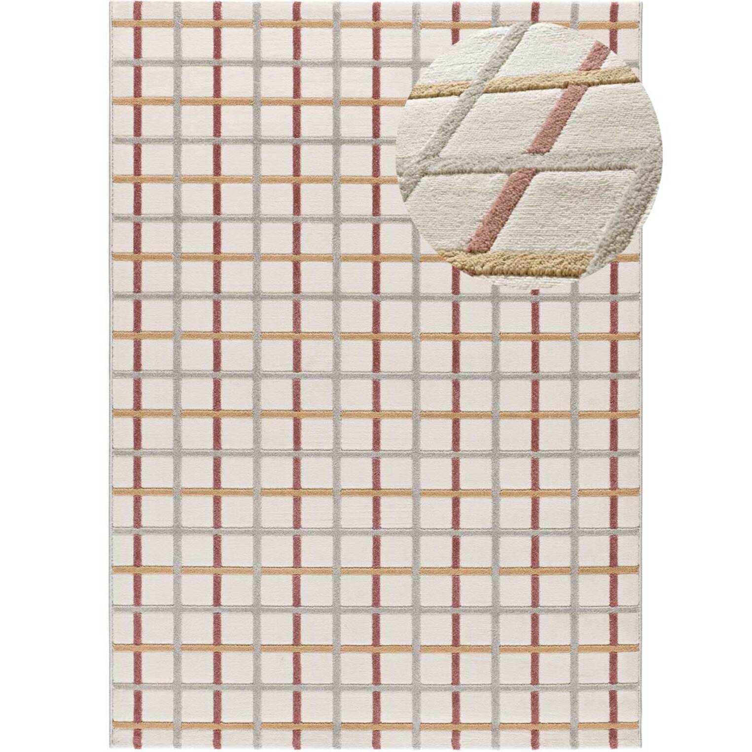 KARISMA Alfombra de cuadros con relieve rosa, varias medidas disponibles.