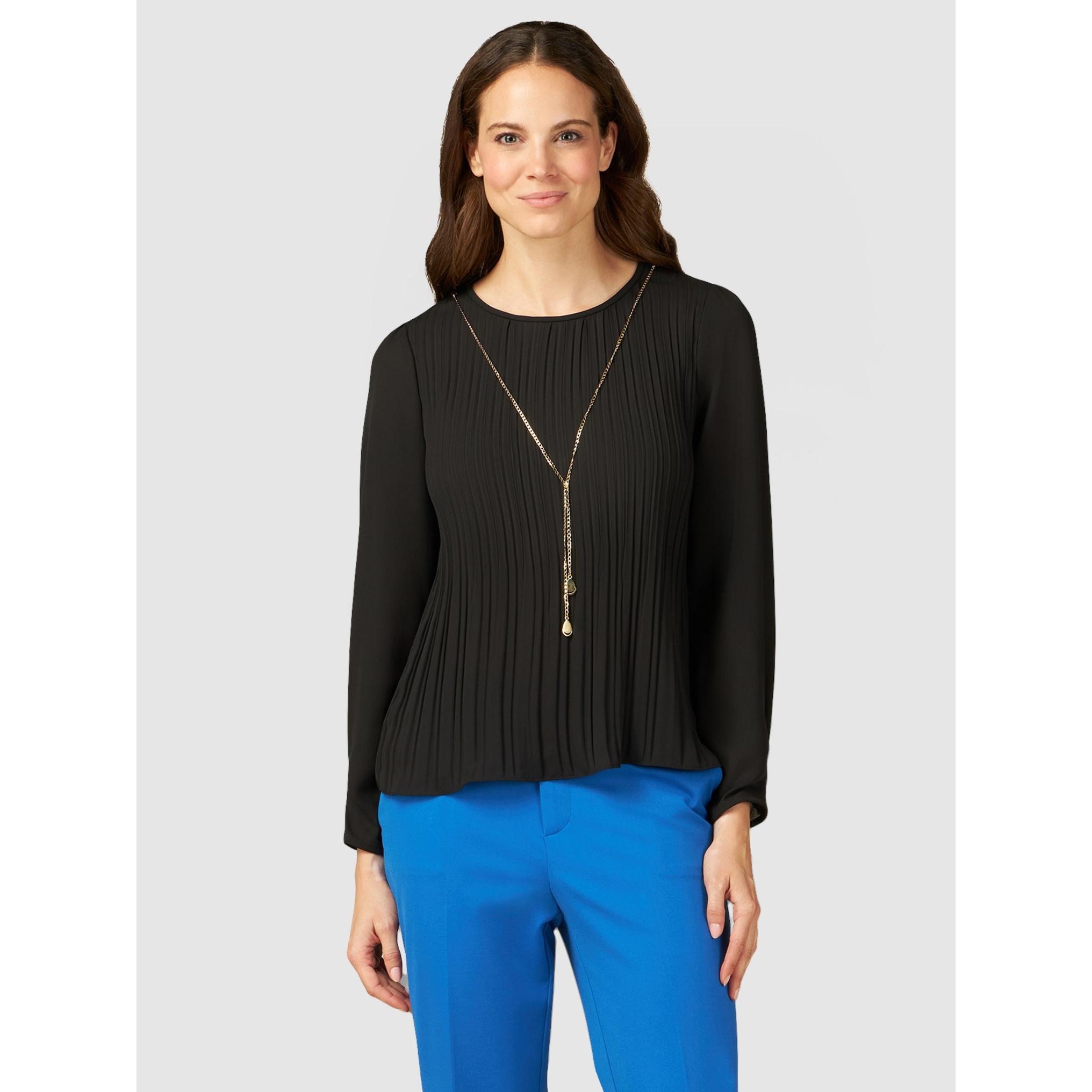 Oltre - Blusa plisada con cadena - Negro