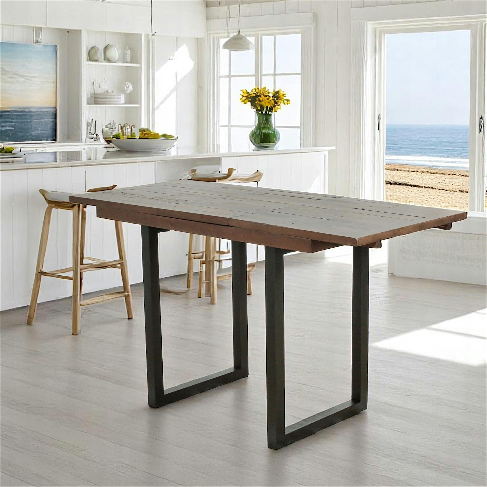 Table haute extensible bois recyclé 120-160 cm SAMOA