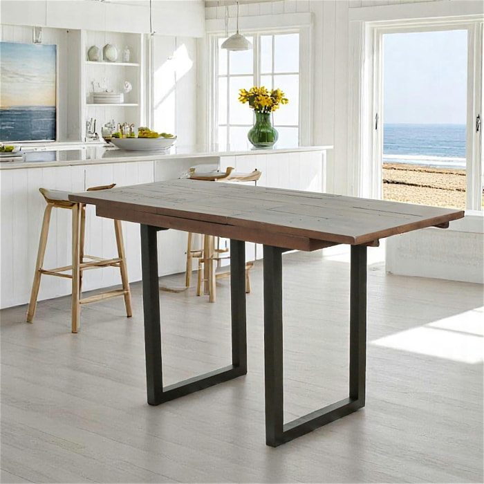 Table haute extensible bois recyclé 120-160 cm SAMOA