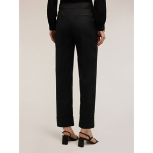 Motivi - Pantaloni wide in tessuto tecnico misto cotone - Nero