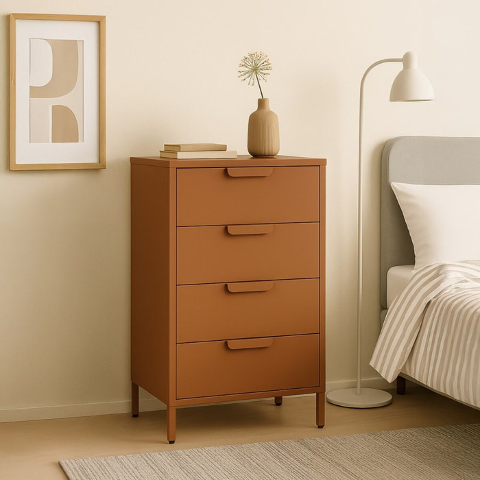 Cassettiera in metallo 4 cassetti 60x38x101 cm mattone - Pop