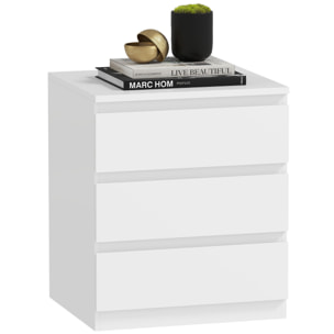 Cómoda 3 Cajones con Cierre Suave, Cómoda Dormitorio, Cajonera para Salón, Oficina, Estilo Moderno, 45x40x52,8 cm, Blanco