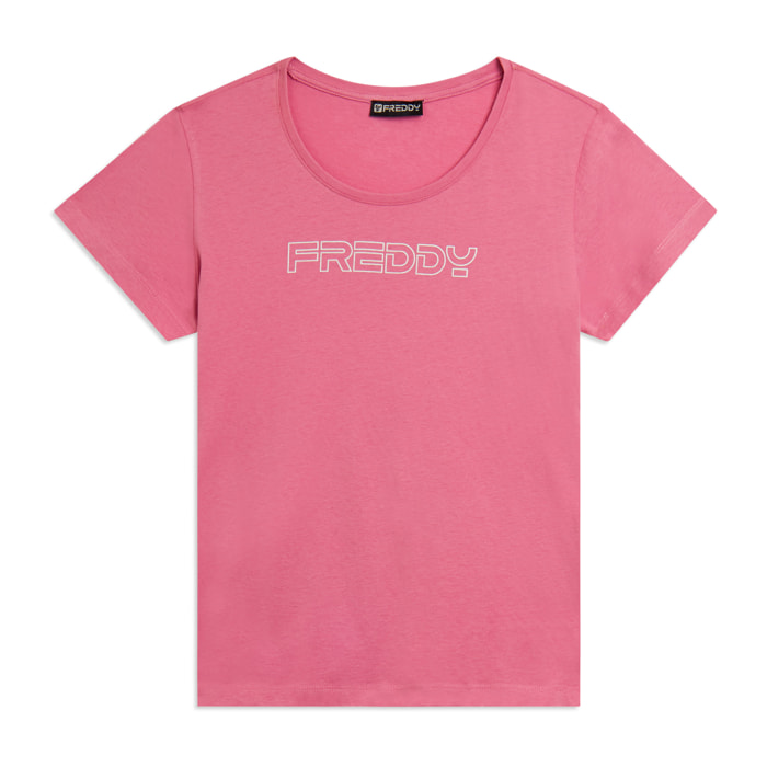 T-shirt Manica Corta con Logo FREDDY in Outline Glitter