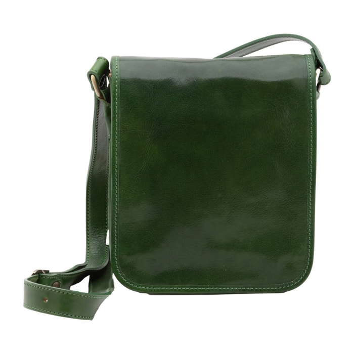 Borsa a tracolla uomo in vera pelle - Modello False - Made in Italy - 23.0 x 20.0 x 9.0 cm