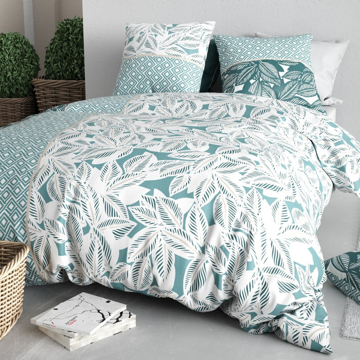 Parure housse de couette imprimée + 2 taies Foliage