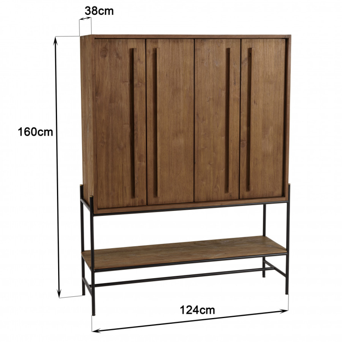 ALIDA - Buffet 4 portes 1 niche en bois de teck recyclé