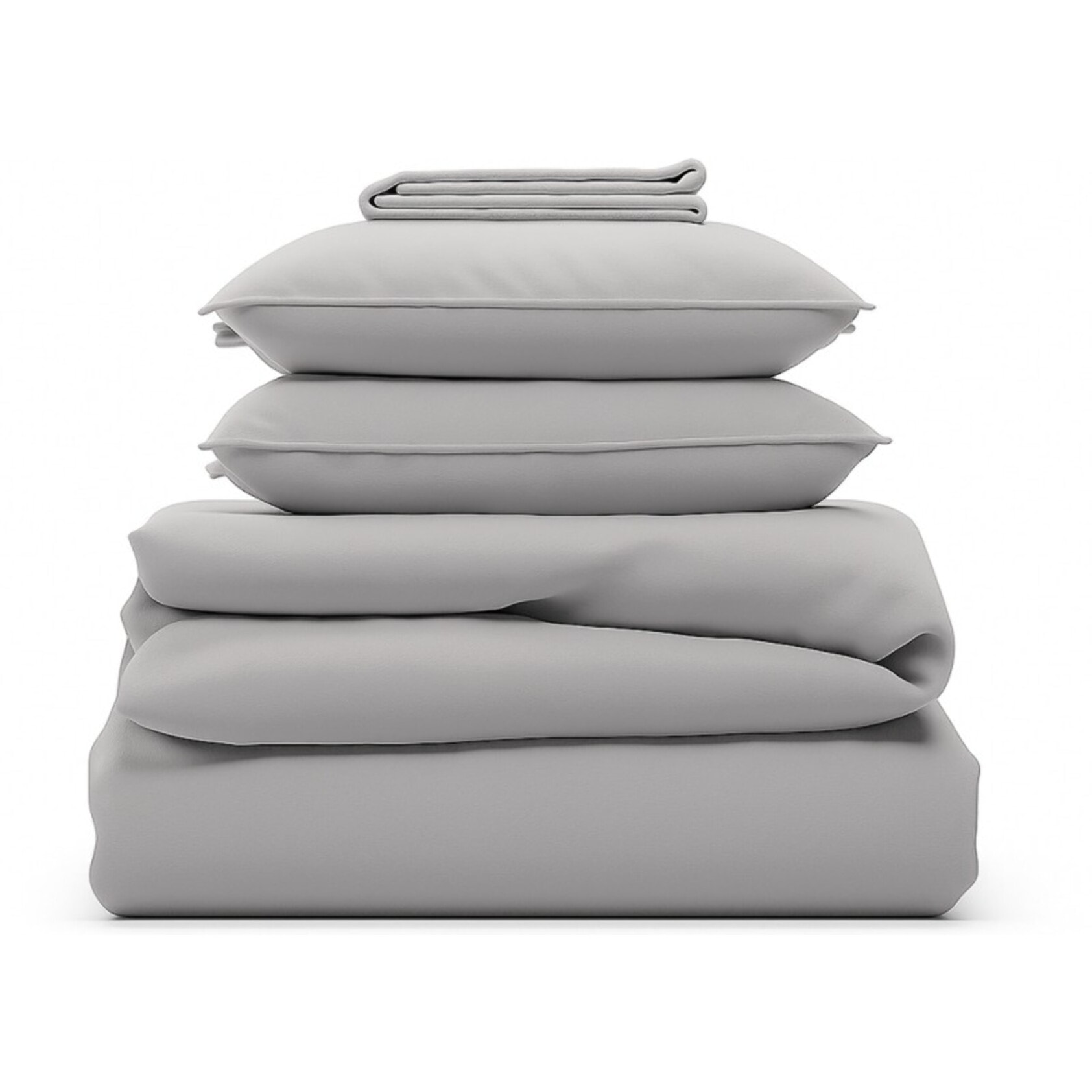 Parure de lit unie - taie 50x70 cm | 100 % polyester | Gris perle | Douce et respirante