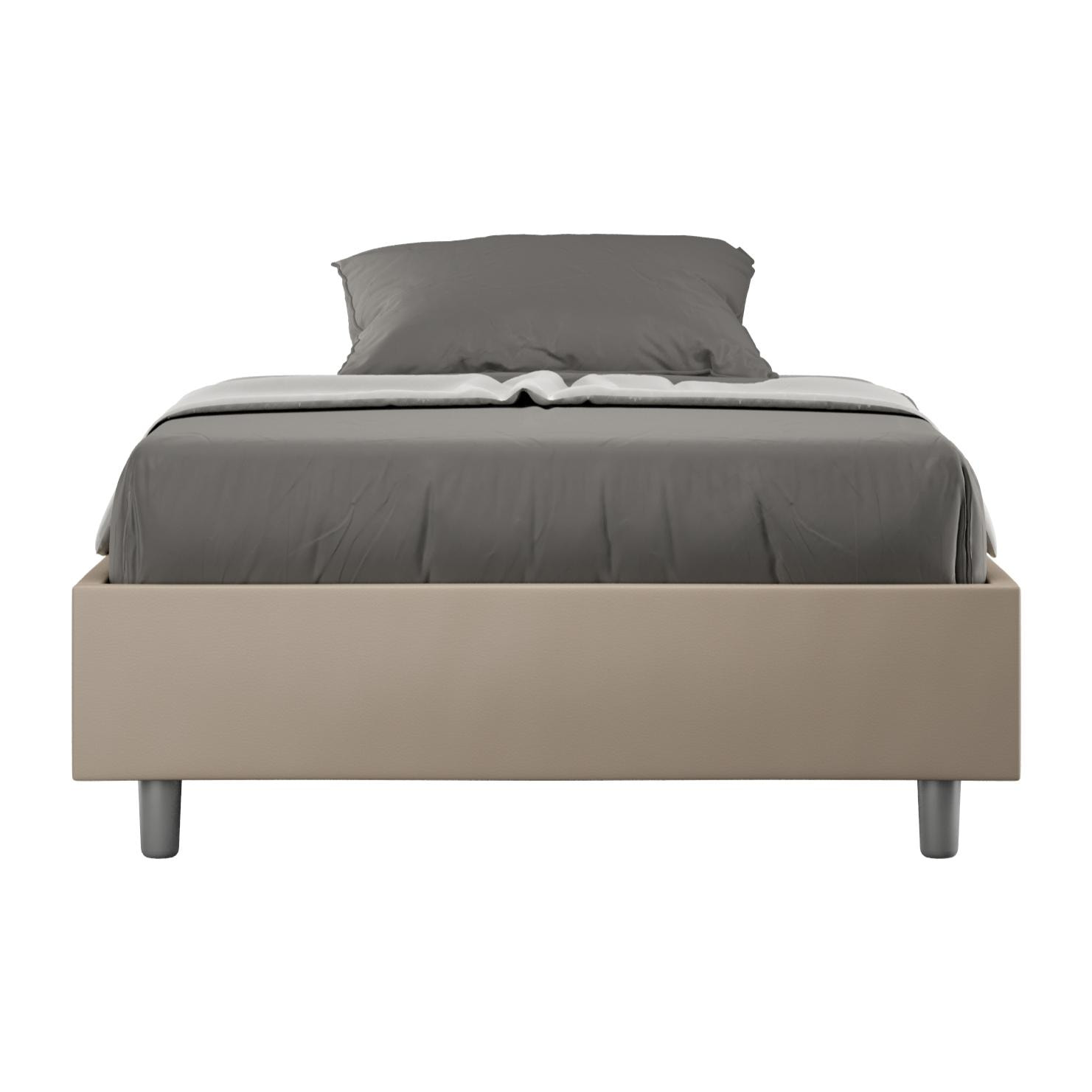 Cama sin somier acolchada 140x190 cuero sintético gris paloma Azelia