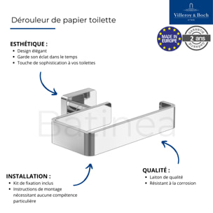 Dérouleur de papier toilette sans couvercle + Ensemble brosse WC Striking Chrome