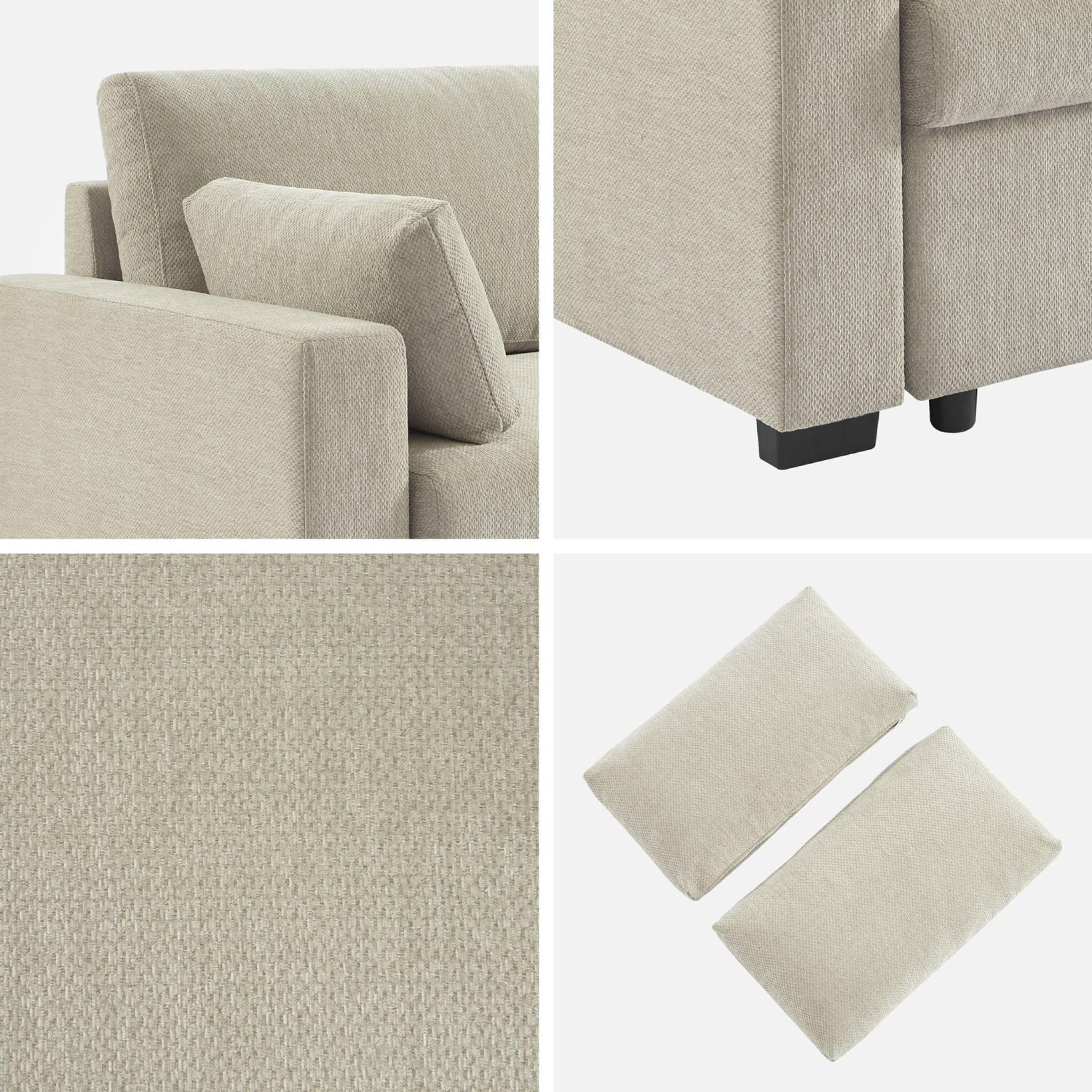 Canapé convertible 3 places tissu chenille beige L 211 x P 90 x H 86 cm - Easy