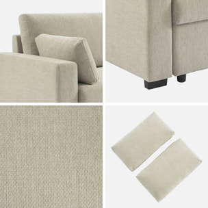 Canapé convertible 3 places tissu chenille beige L 211 x P 90 x H 86 cm - Easy