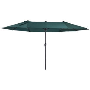 Parasol de jardin XXL parasol grande taille 4,6L x 2,7l x 2,4H m ouverture fermeture manivelle acier polyester haute densité vert