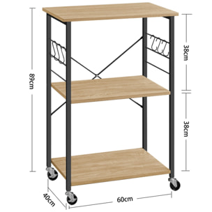 Carrello da Cucina Sonoma con Ruote e Ganci