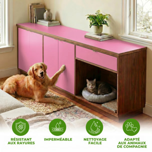 Rouleau adhésif décoratif Vinyle au Mètre - Rose - Sticker Lavable Imperméable Mur Cuisine Meubles