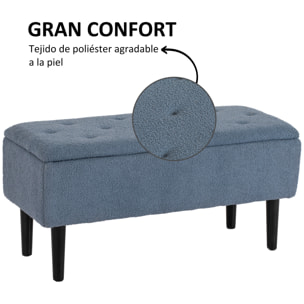 Baúl de Almacenaje de Dormitorio Banco de Almacenamiento Capacidad 47 L con Tapa Abatible y Patas de Madera para Salón Carga 120 kg 95x38x45 cm Azul