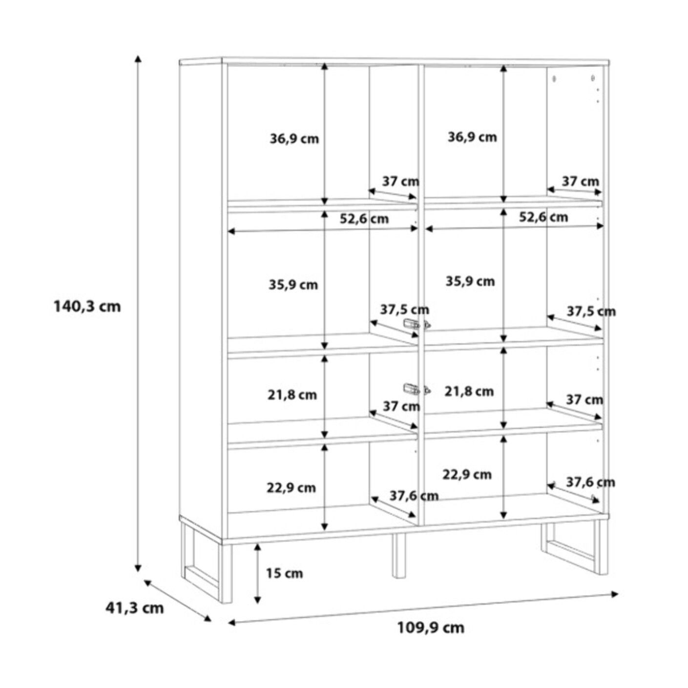 Armoire H140 cm 4 portes texturées blanc mat et pieds luge - BRITANIA