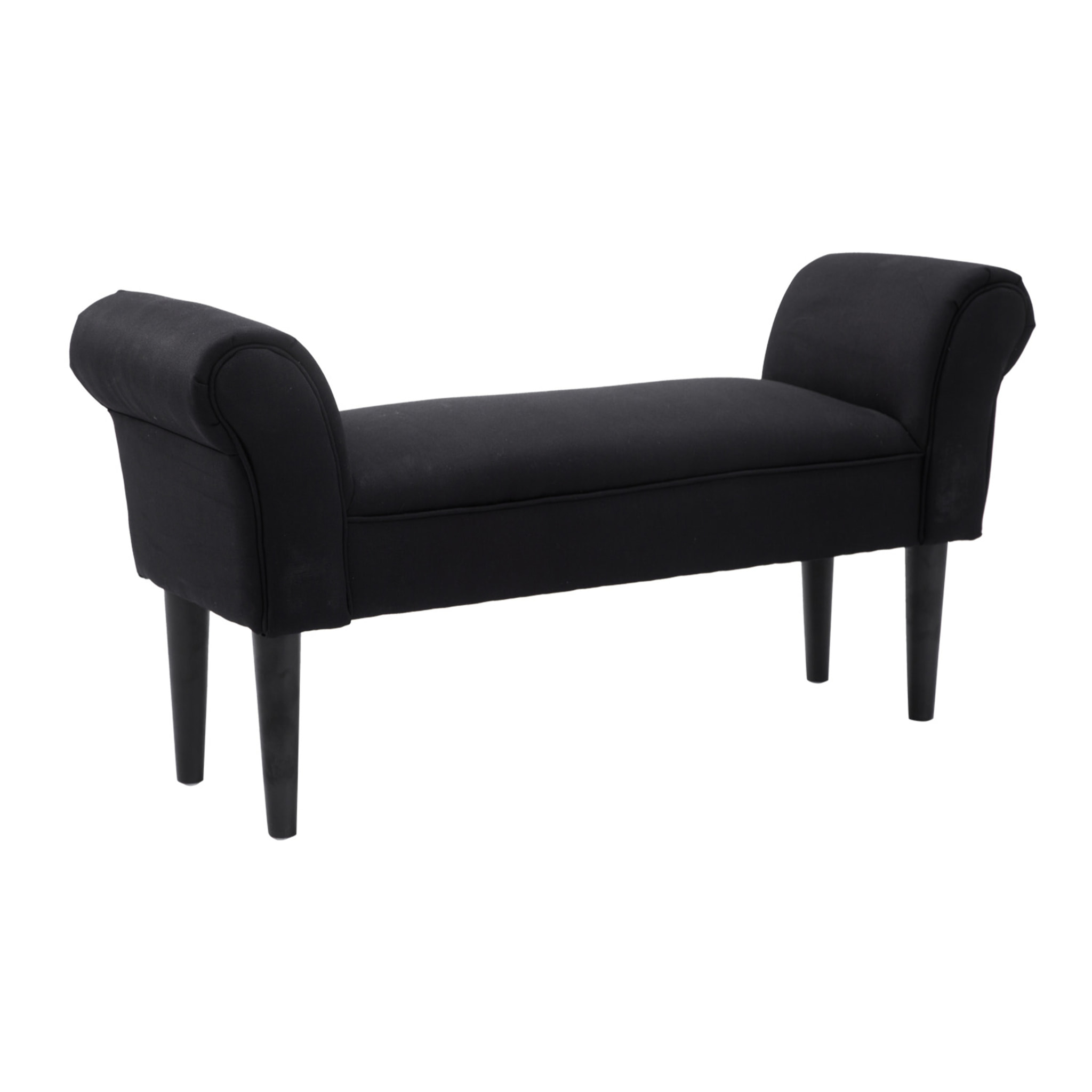 Taburete Pie de Cama con Brazos de Madera 102x31x51cm Negro