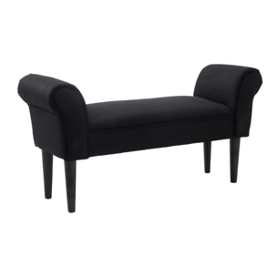 Taburete Pie de Cama con Brazos de Madera 102x31x51cm Negro