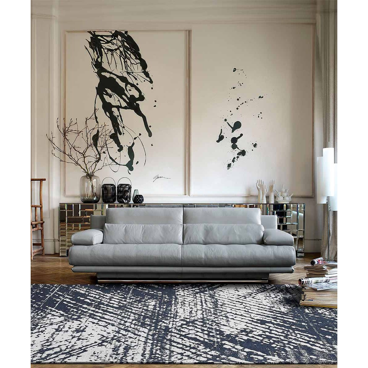 Passatoia Guida Corsia Disegno Astratto Blu